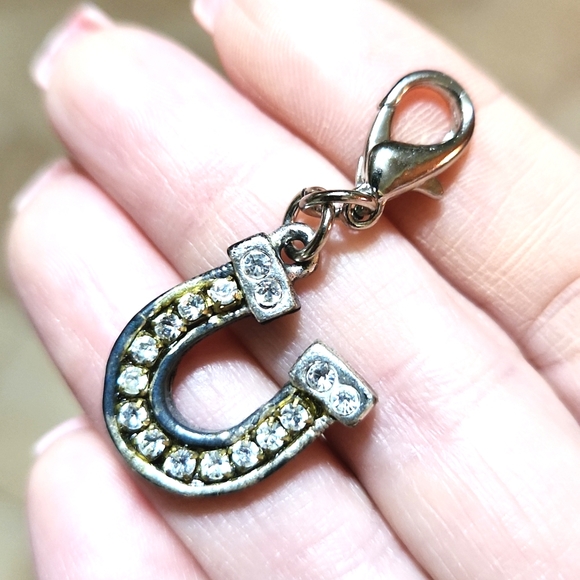 Maximal Art Accessories - Maximal Art By John Wind Silver Tone Swarovski Crystal Lucky Horseshoe Charm